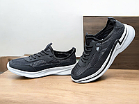 Мужские кроссовки сетка дышащие черные и серые легкие комфортные Кроссовки сеткой мужские