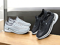 Мужские кроссовки сетка дышащие черные и серые легкие комфортные Кроссовки сеткой мужские
