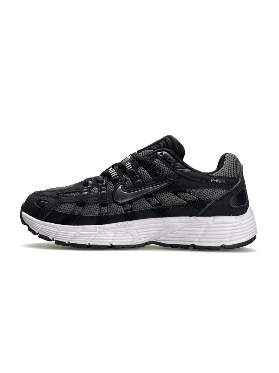 Жіночі кросівки шкіряні текстиль Nike P-6000 W Black Grey White, кеди Найк шкіра текстильні 36
