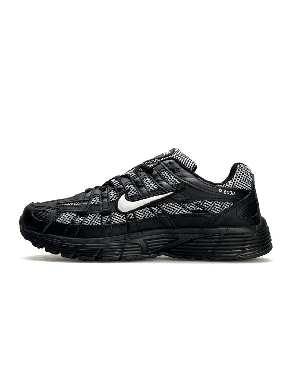 Чоловічі шкіряні текстиль кросівки Nike P-6000 M Black Grey, кеди Найк шкіра текстильні чорні 41