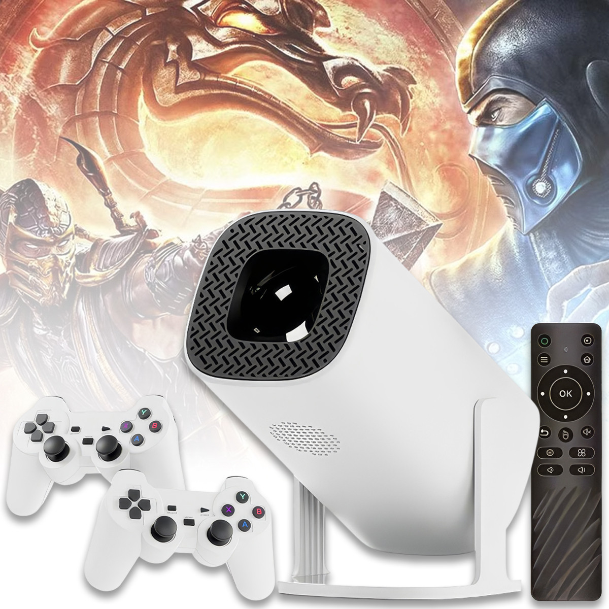 Смарт ігровий проектор з іграми, 2 джойстиками і пультом S40 MAX Android 11 Білий, фото 1