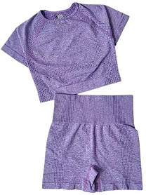 Жіночий костюм для фітнесу, йоги (топ і шорти) фіолетовий спортивний тренувальний комплект для занять S