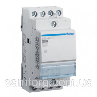 Контактор безшумний Hager ESD427S 25A 2НВ+2НЗ 24W