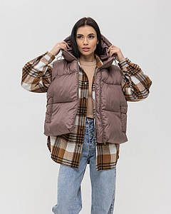 Жіночий жилет, що створений для вашого комфорту, Коричневий капюшон