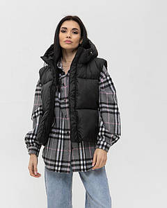 Жіночий жилет, що створений для вашого комфорту, Чорний капюшон