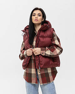 Жіночий жилет, що створений для вашого комфорту, Бордо капюшон L-Xl