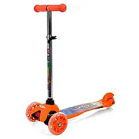 Самокат BB 3-040-OR1 MINI,сталь+алюм, 3 колеса ПВХ-світло, кермо 61/71см, підніжка 36/28-11см, в кор, фото 2