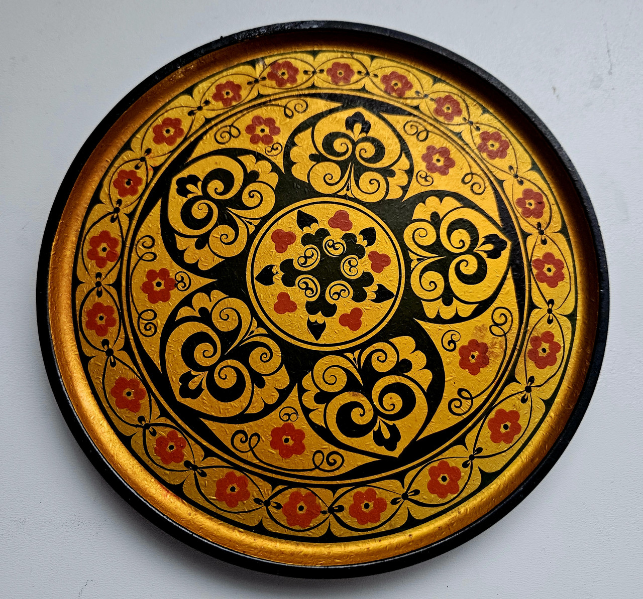 Дерев'яна тарілка панно з Петровим розписом, фото 1