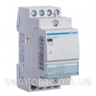 Контактор безшумний Hager ESD426S 25A 4НЗ 24W