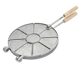 Форма для випічки алюмінієва Вафлі круглі з дерев'яною ручкою