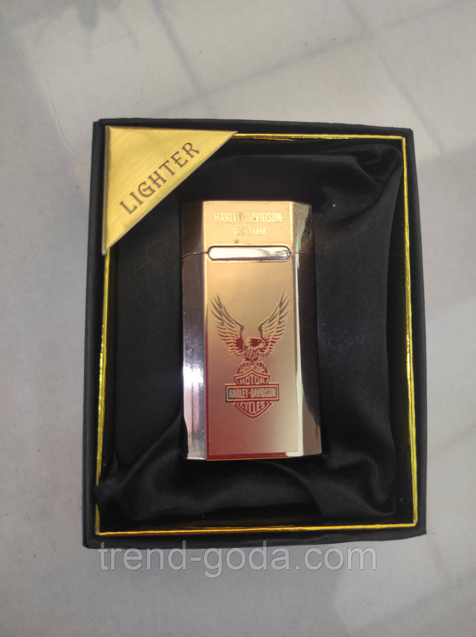 Запальничка кишенькова газова, срібляста, малюнок орел