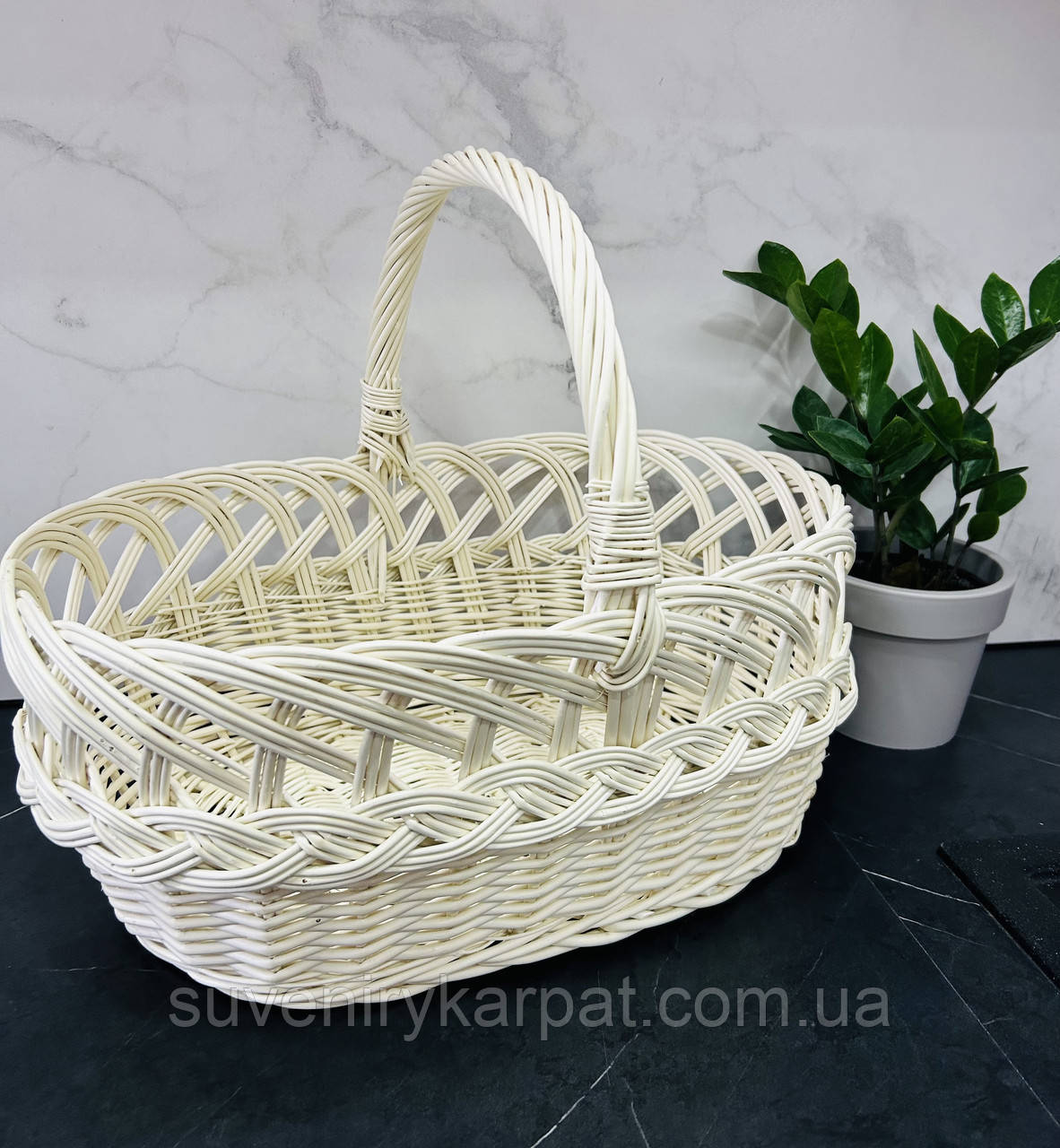 Кошик з білої лози 43х30х35 Великодній кошик, фото 1