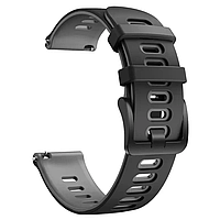 Ремінець для годинника 20 mm силіконовий подвійний колір чорний/сірий