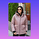 Жіноча зимова куртка стьобана батал з капюшоном великі розміри на змійці тепла