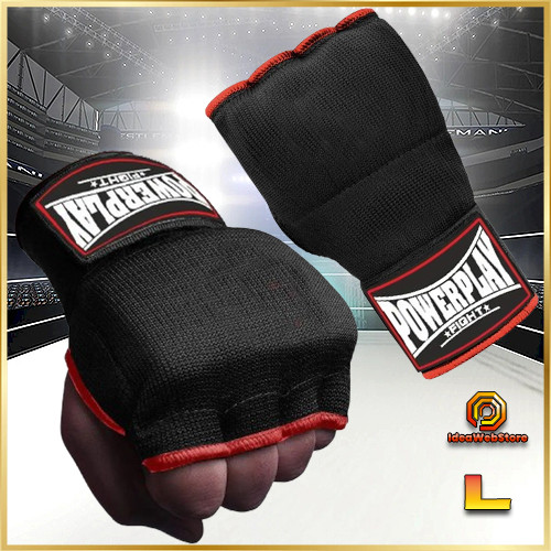 Спортивні бинти рукавиці для тренувань з гелевими подушками чорні PowerPlay розмір L