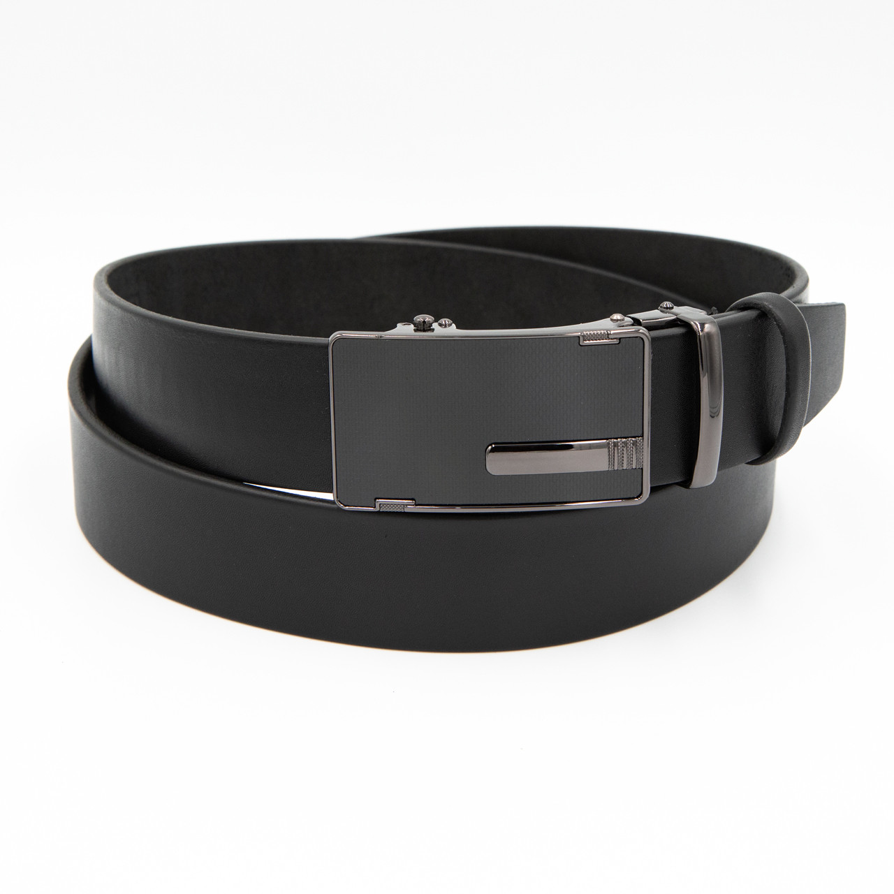 Чоловічий шкіряний ремінь (35мм) з автоматичною пряжкою 02370042 чорний Натуральна шкіра, фото 1