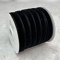 Оксамитова стрічка декоративна 1см 20 м - колір чорний