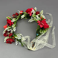 Весняний віночок із квітами азалії - червоний