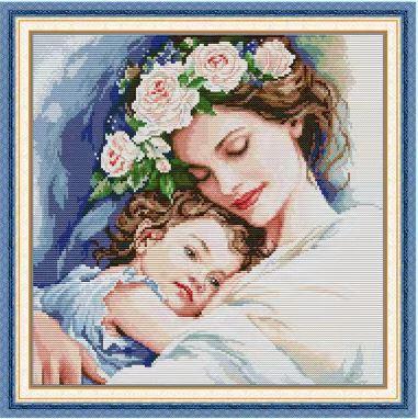 Набір для вишивання за нанесеною на канву схемою "Maternal Love 5".AIDA 14CT printed , 36*36 см, фото 1
