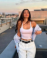 Жіноча базова майка-топ, 42-46, чорний, білий ,рубчик Туреччина.