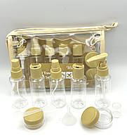 Дорожній набір ємностей у косметичці 9в1, оливковий