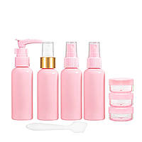 Дорожній набір із 7 флаконів у косметичці, рожевий