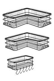 KIIQOO Large Capacity Shower Caddy кутовий кошик полиця 3 шт. чорного кольору