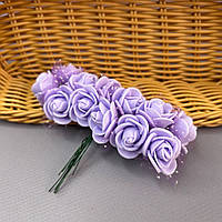 Трояндочки з фатином з фоамірану (12шт) колір - Бузковий