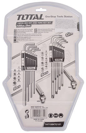 Набір TOTAL THT106KT0181 ключів шестигранних+TORX 18шт., фото 3