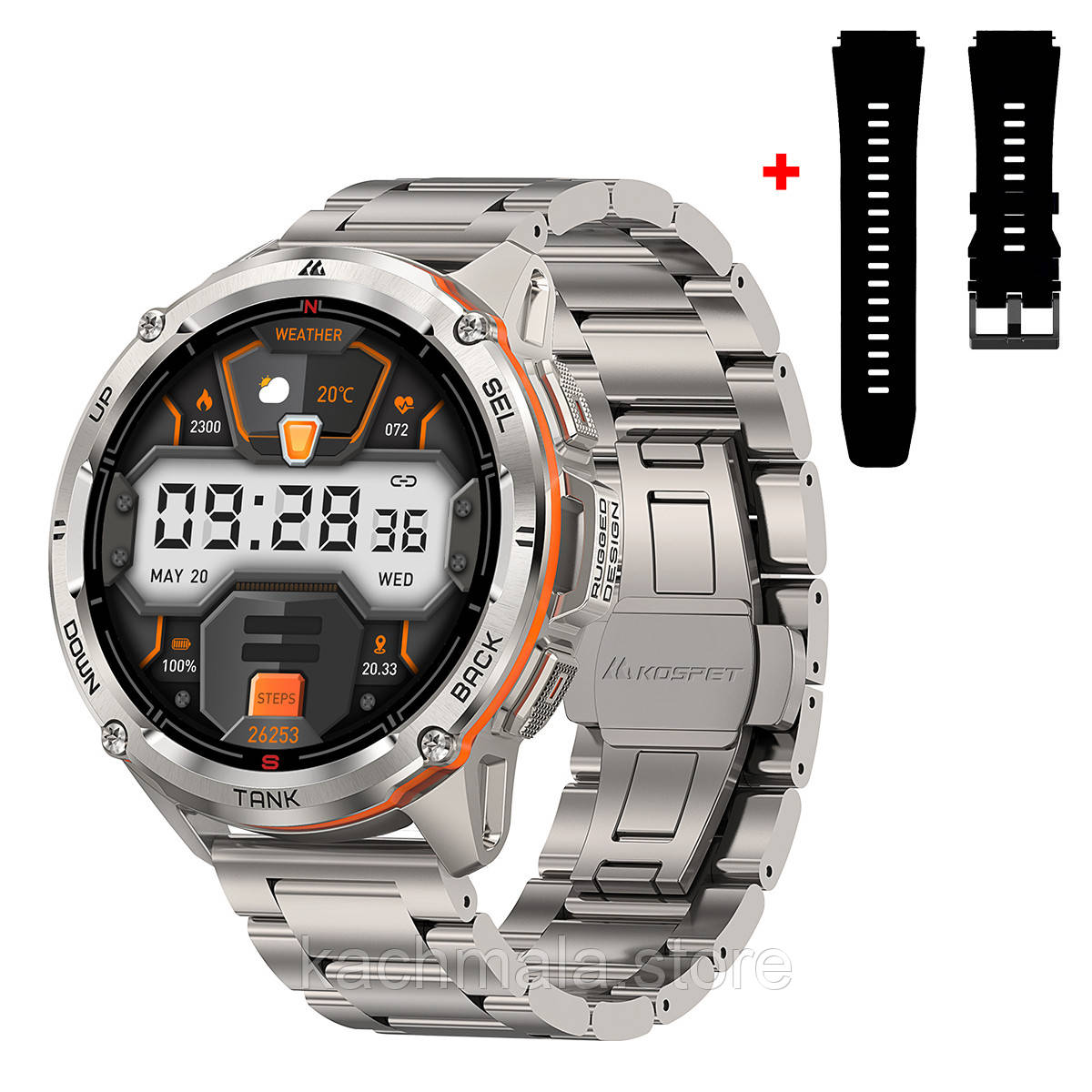 Розумний смарт годинник Kospet TANK T3 ULTRA Silver Special Edition