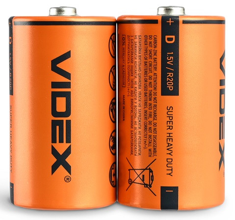 Батарейка Videx R20P(D) соляна, фото 1