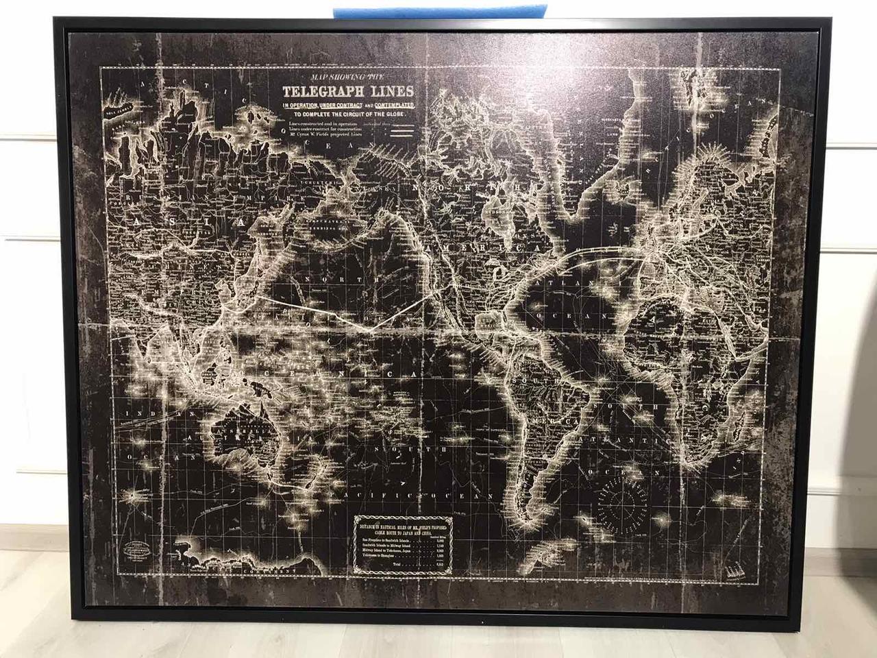 Постер настінний вінтажний 132х107 см ЛІНІЇ ТЕЛЕГРАФУ