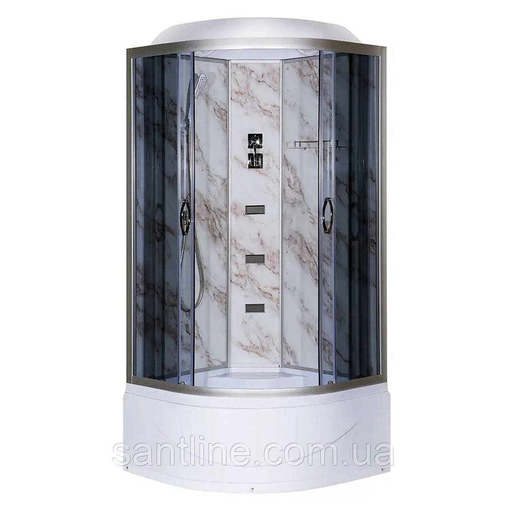 Гідромасажний бокс TKF 90 BG 90х90x215 см напівкруглий глибокий піддон розсувні двері, фото 1