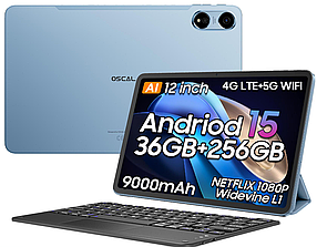 Планшет Blackview OSCAL PAD 100 Blue 4G 12/256GB 12дюймів 9000mAh Android 15 чохол+скло+клавіатура