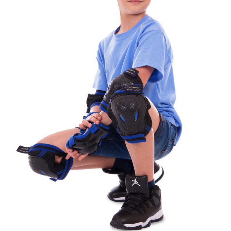 Комплект дитячого захисту Hypro SK-6967 наколінники, налокітники та зап'ястя на липучках (S 3-7 років). Синьо-чорний