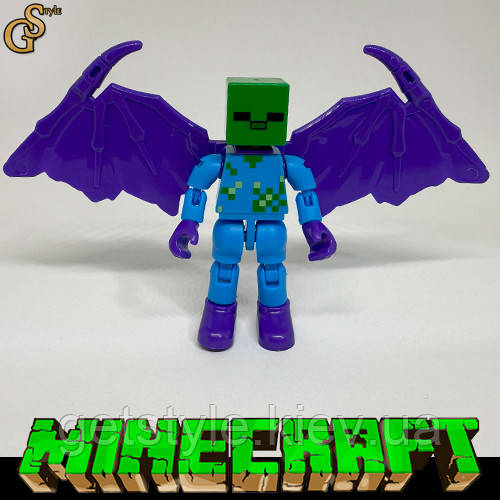 Фігурка Зомбі-людина Майнкрафт Minecraft усі частини рухомі