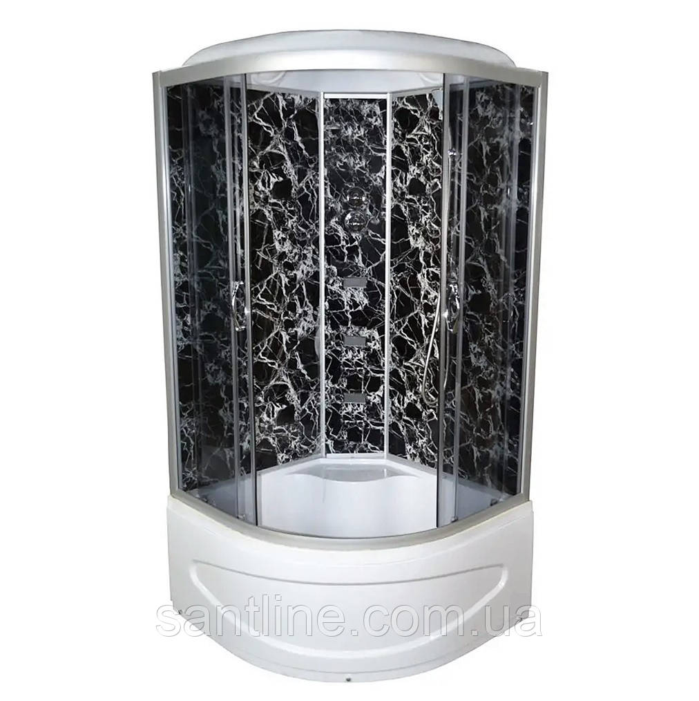Гідромасажний бокс TKF 90 BG 90х90x215 см душовий бокс напівкруглий глибокий піддон розсувні двері, фото 1