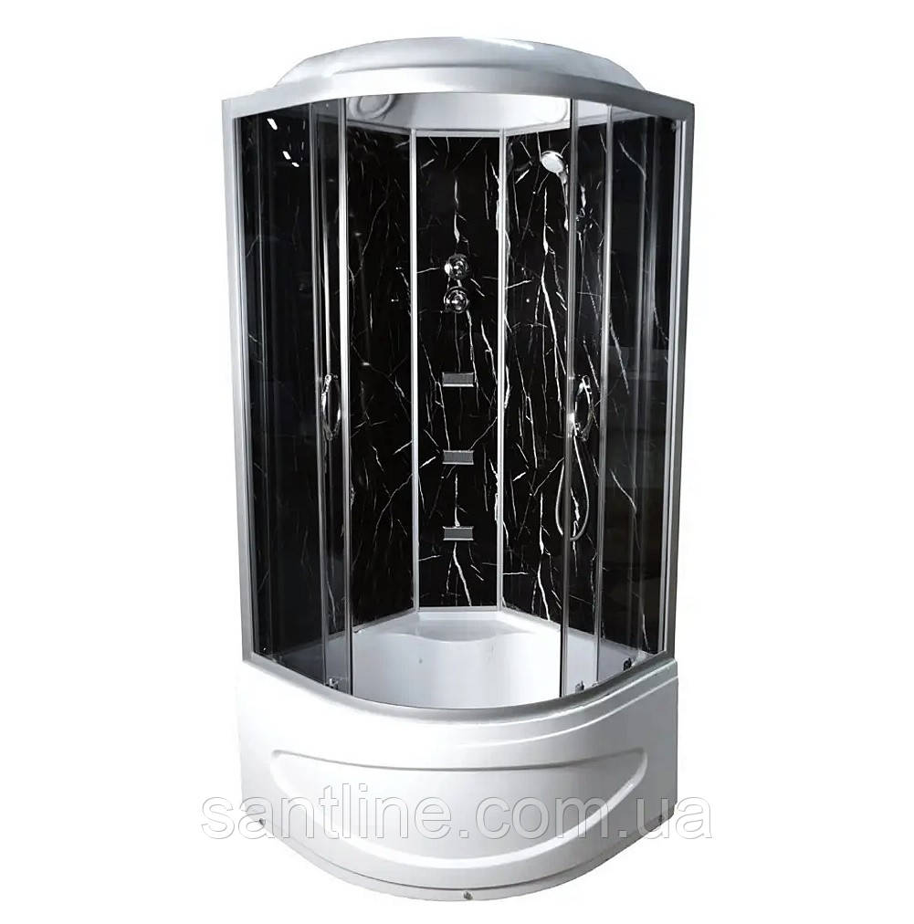 Гідромасажний бокс TKF 90 BG 90х90x215 см душовий бокс Vivia напівкруглий глибокий піддон розсувні двері, фото 1