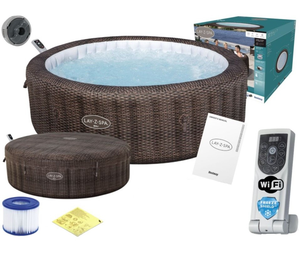 Надувний джакузі СПА Bestway 6001P Lay-Z-Spa Bali 216 х 71 см, Wi-fi, 7 місць, 1325 л/г, аеро