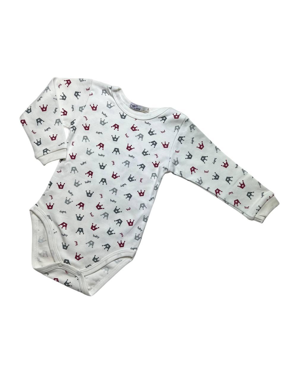 Боді 74, 80 розміру для немовлят з довгим рукавом “Baby Crown”, фото 1