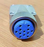 Круглий роз'єм Jaeger, 12 контактів, кабельне кріплення, гніздо, 042 956 006