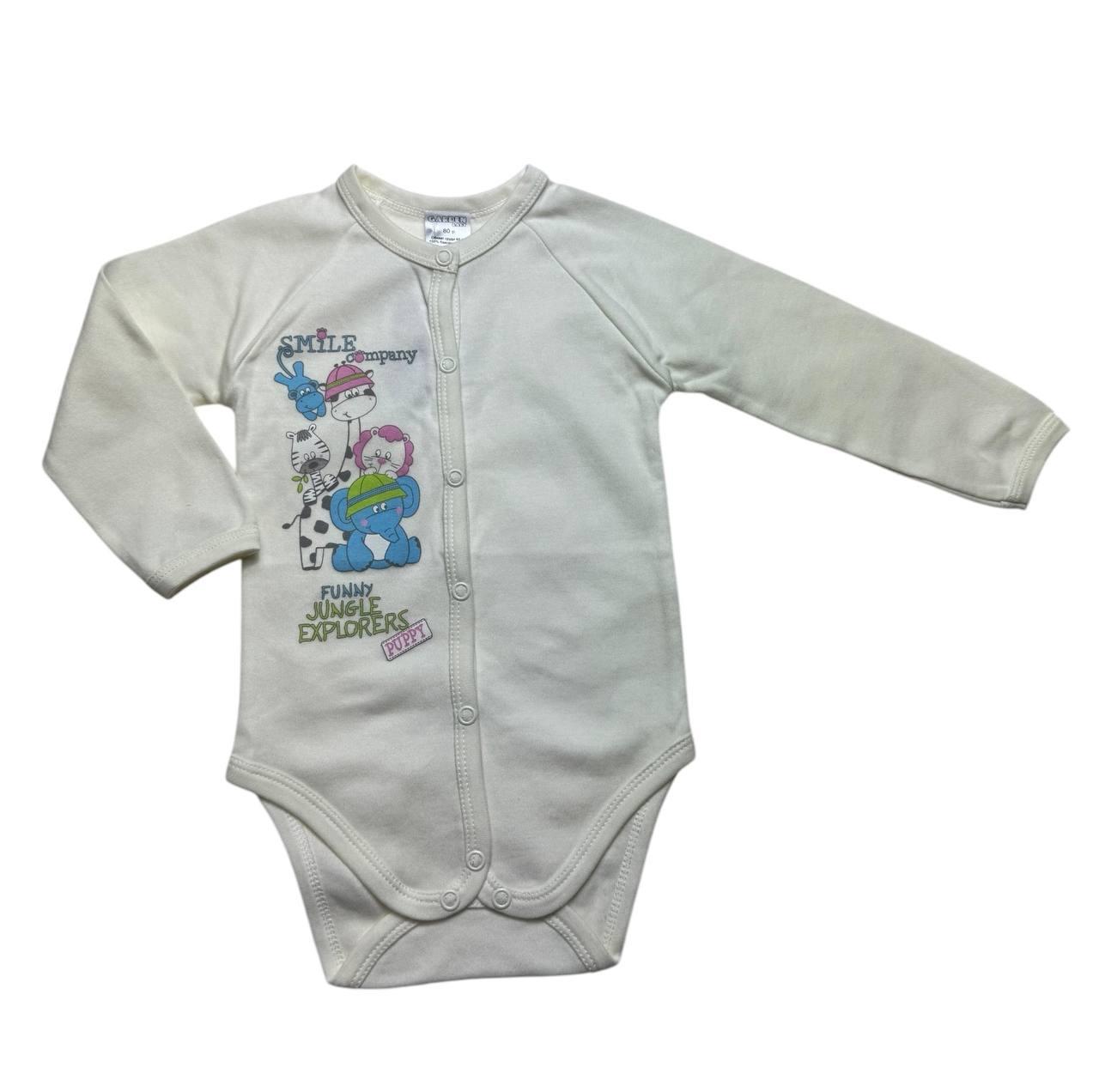 Дитячий боді з довгим рукавом 80 розмір “Funny Jungle Explorers”, фото 1