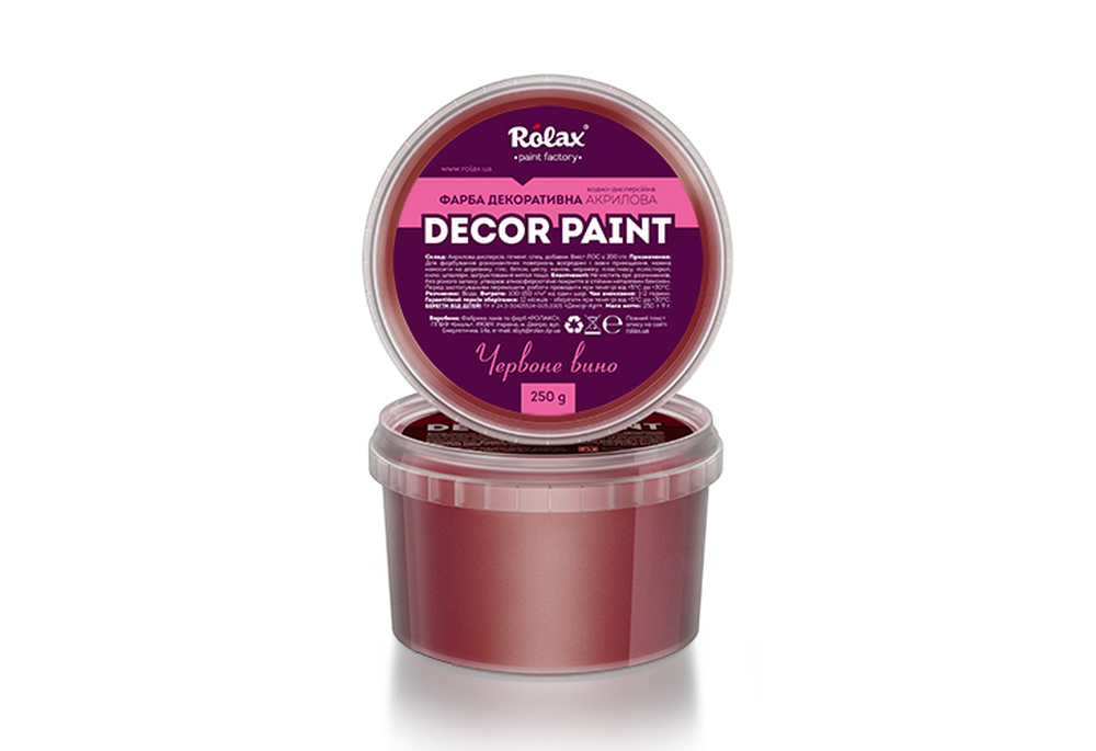 Фарба декоративна акрилова "DECOR PAINT" 0,1кг червоне вино, фото 1