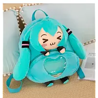 Рюкзак дитячий плюшевий Міку Хатсуне Miku Hatsune аніме вокалоїд великий 30 см бірюзовий