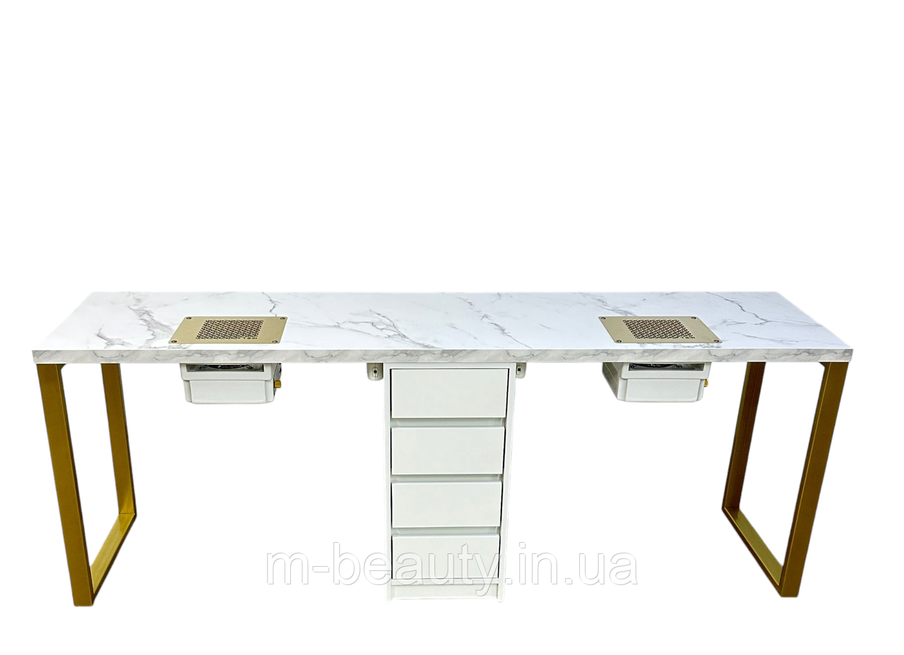 Стіл манікюрний з металевими ніжками подвійний СМ500-10 манікюрні столи для двох майстрів, фото 1