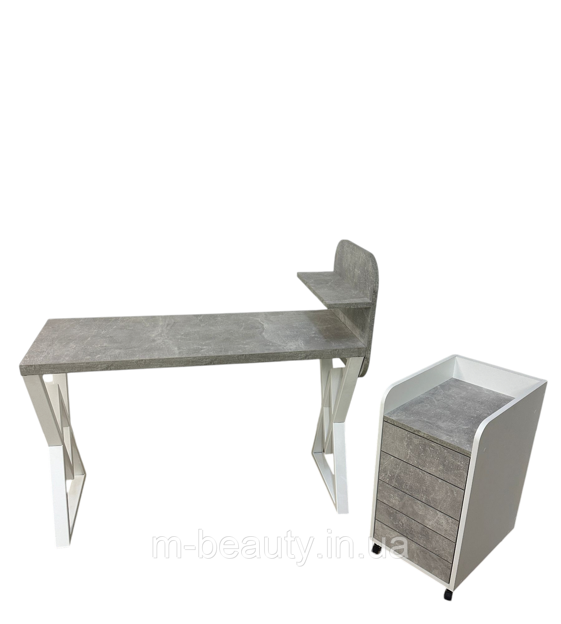 Стіл майстра в манікюрний кабінет СМ_loft-01 манікюрний стіл на металевих ніжках з пересувною тумбою, фото 1