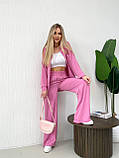 Рожевий жіночий вільний прогулянковий костюм з американського крепу: сорочка та штани, фото 6