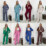 Рожевий жіночий вільний прогулянковий костюм з американського крепу: сорочка та штани, фото 8