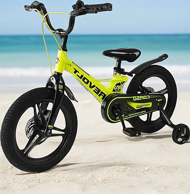 Жовтий дитячий велосипед двоколісний лисапед біцикл 18" хлопчикові та дівчинці для активного відпочинку Міцна рама