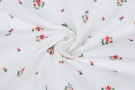Платтяна жакардова тканина Трояндочки з білими листочками